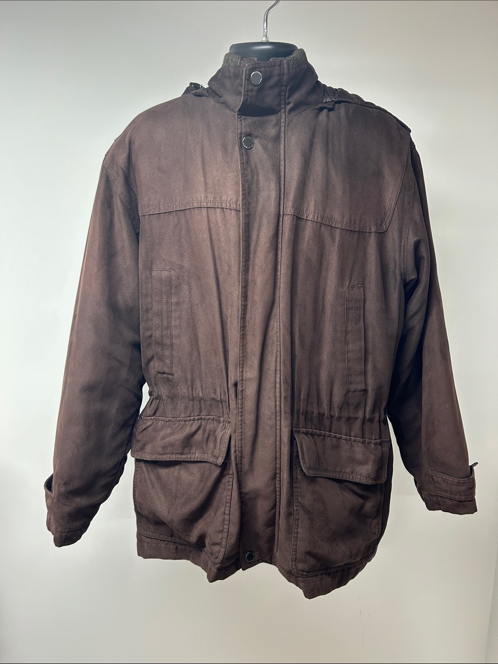 London Fog Men’s Faux Suede / Microfiber Heavy Utility Coat